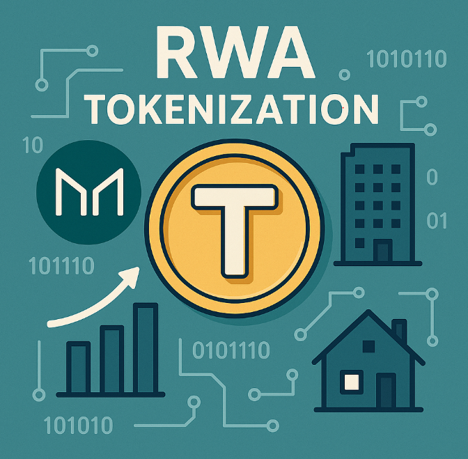 RWA 토큰화 자산을 형상화 한 이미지 입니다. 부동산, 주식, 채권, 미술품 등등 실물 자산을 토큰화 한다는 의미를 볼 수 있습니다.