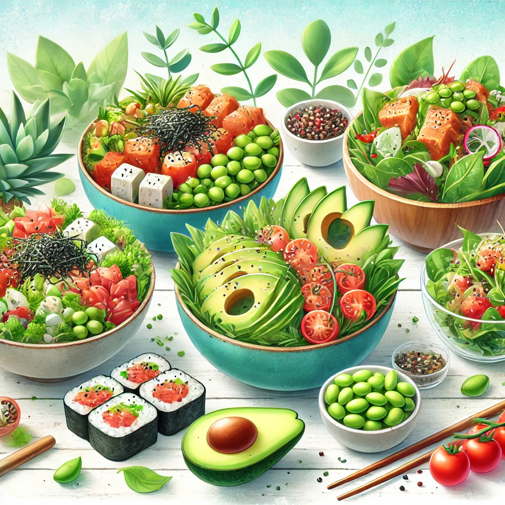 포케와 샐러드 일러스트