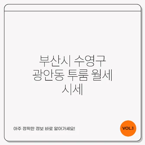 부산시 수영구 광안동 투룸 월세 시세, 가격비교