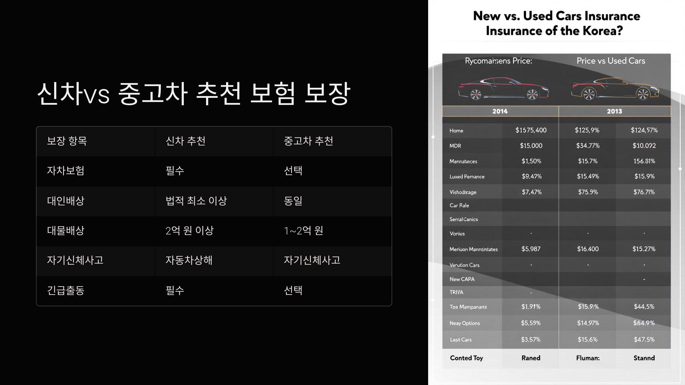 신차 vs 중고차 추천 보험 보장