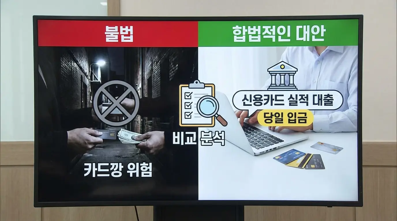 불법 카드깡 대신 무직자라도 신용카드 사용 실적만으로 당일 입금되는 합법적인 신용카드 소지자 대출 대안 비교