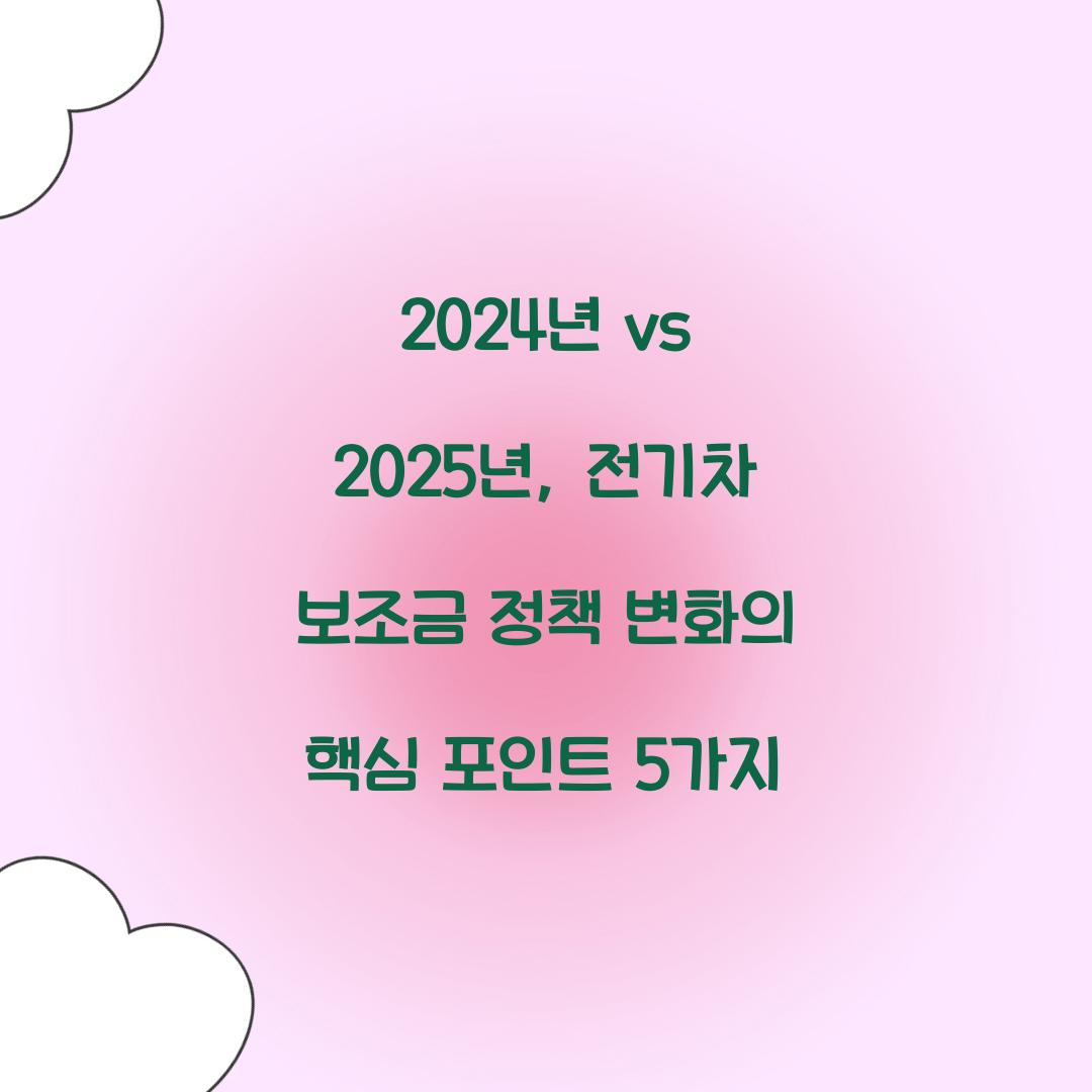 2024년 vs 2025년: 전기차보조금 정책 변화 포인트