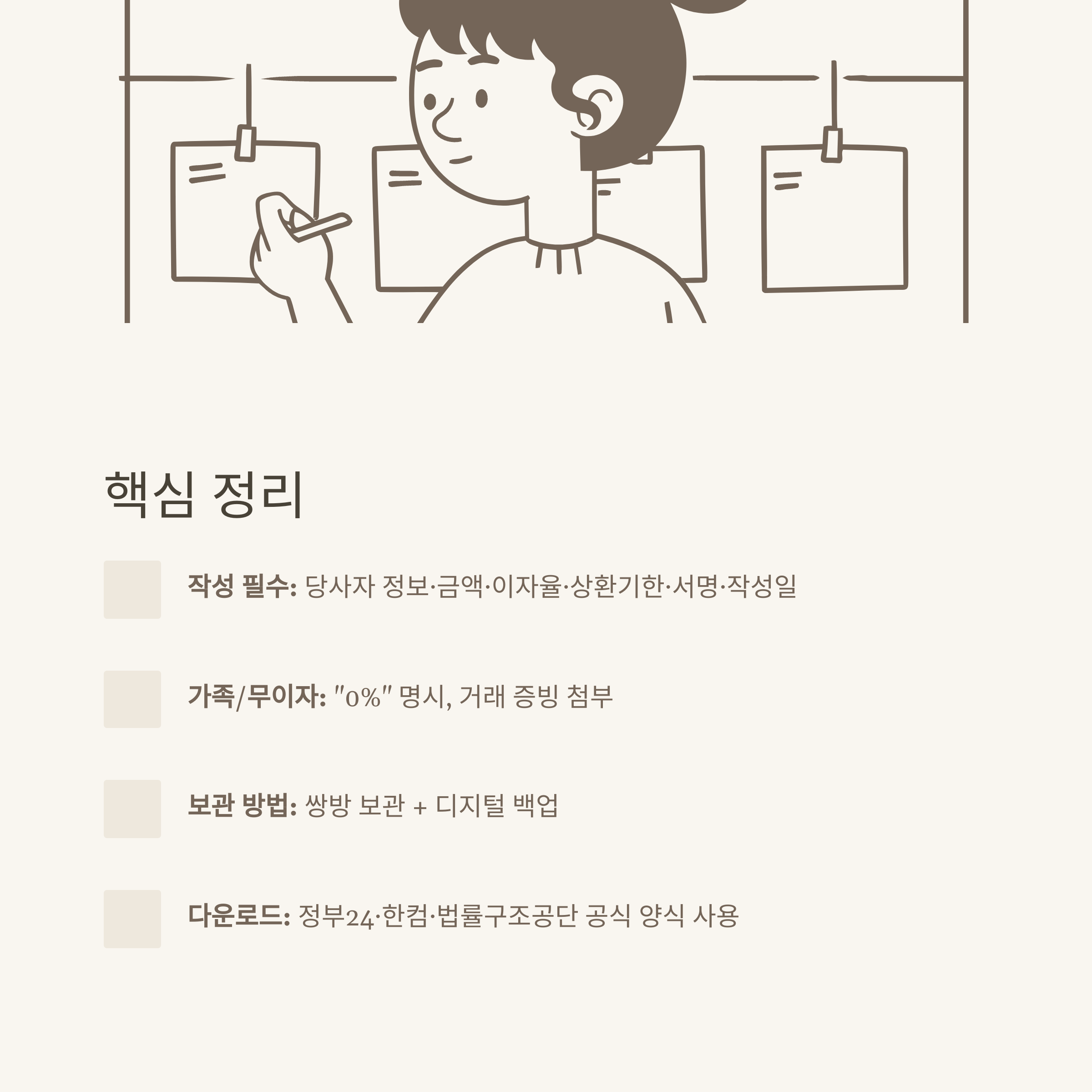 차용증 양식 hwp 다운로드부터 가족·개인간·무이자 차용증 양식까지 실전 가이드