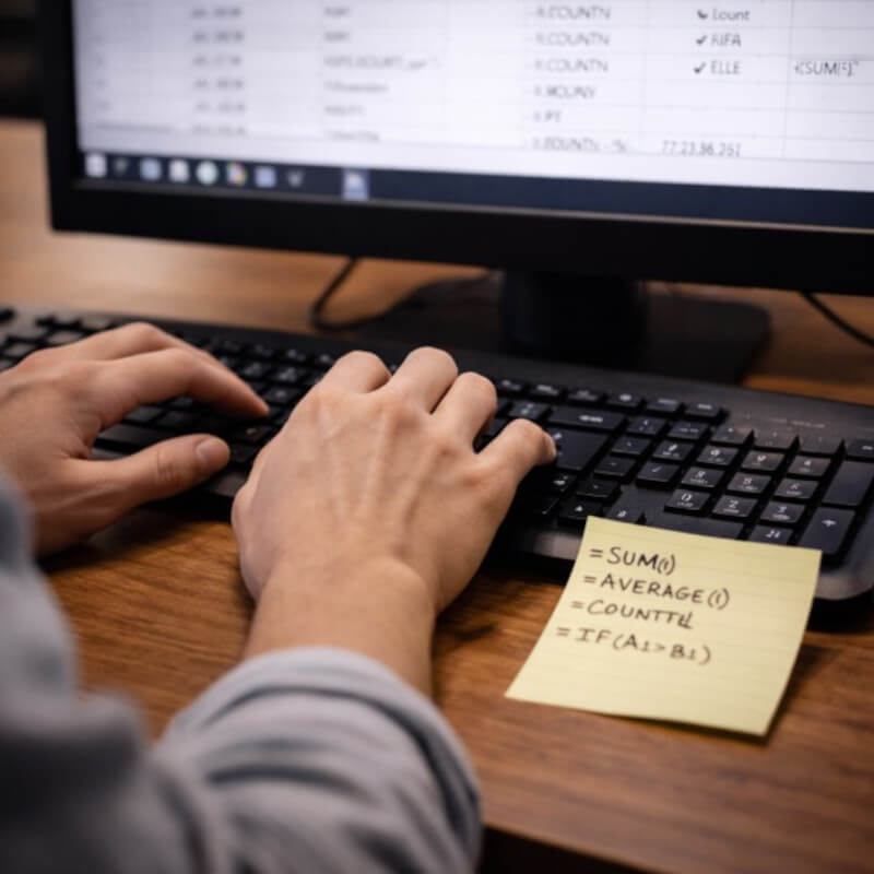 작은 메모지를 옆에 두고 키보드를 눌러가며 배운 내용을 스스로 다시 맞춰보는 손의 움직임