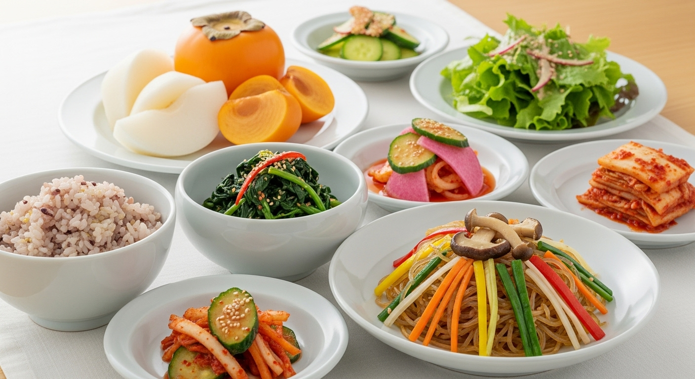 채소와 과일 중심의 건강식 식단 사진