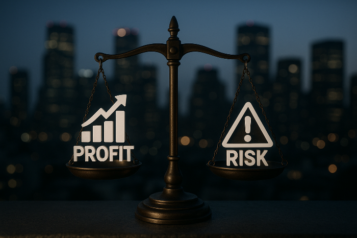 리밸런싱 전략에서 수익과 리스크의 균형을 표현한 이미지