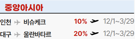 블랙 프라이데이 항공 특가 11월 12월