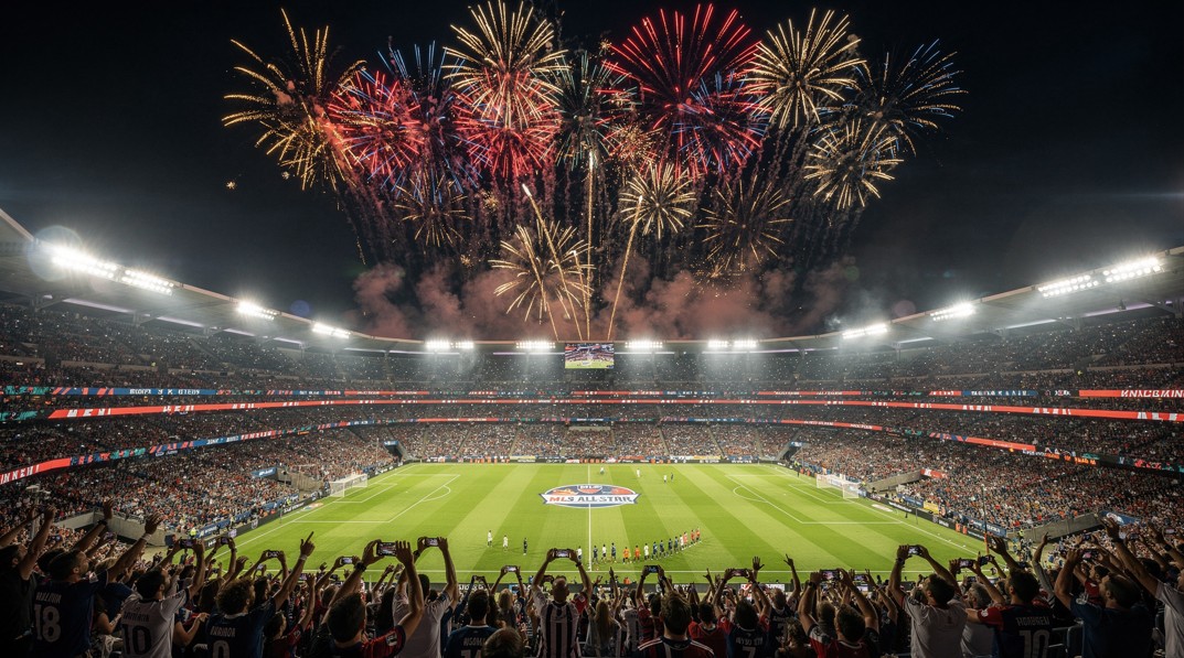 MLS 올스타전 불꽃놀이 축제, 축구 경기장, 축제의 밤 분위기
MLS 올스타전 불꽃놀이 축제, 축구 경기장, 축제의 밤 분위기