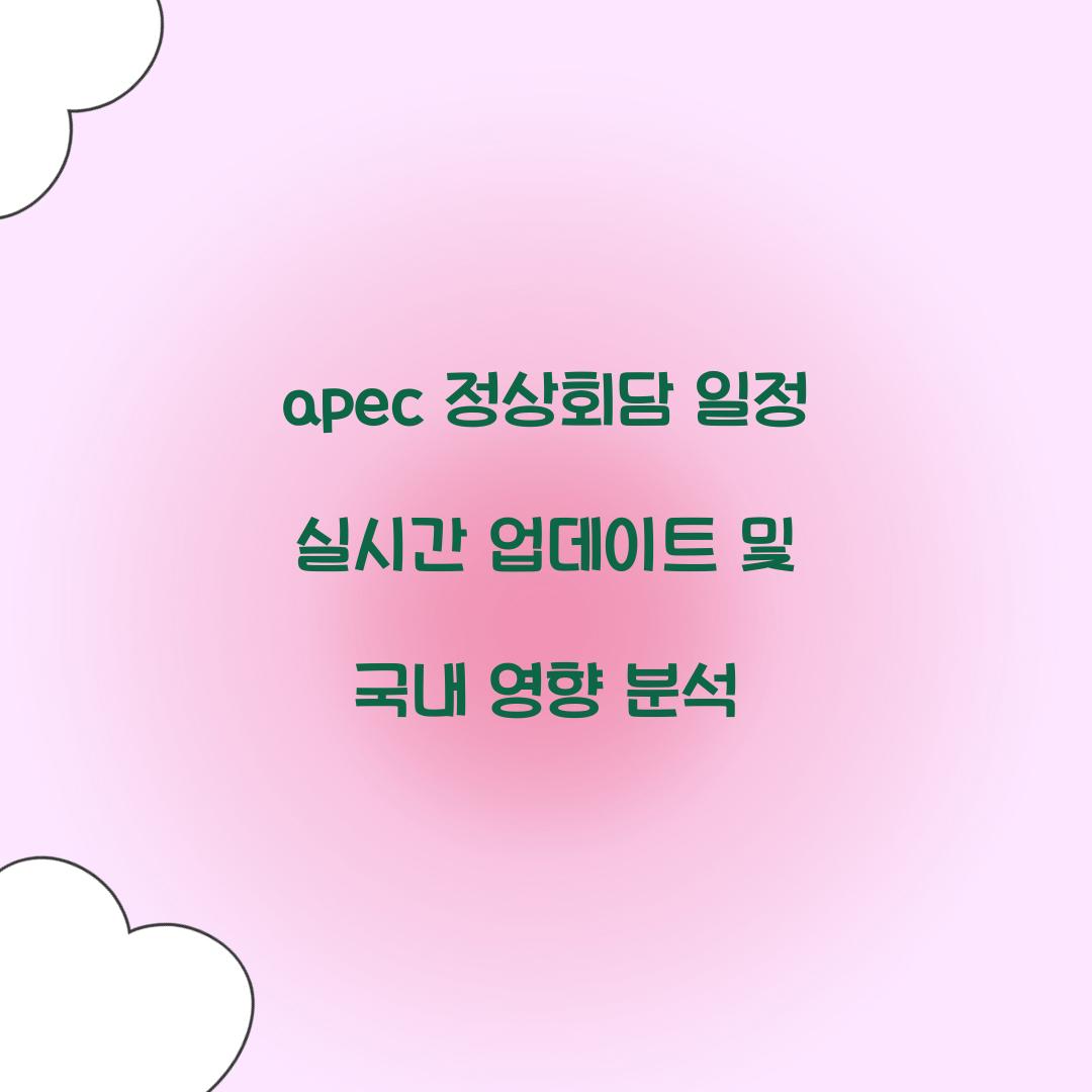 apec 정상회담 일정