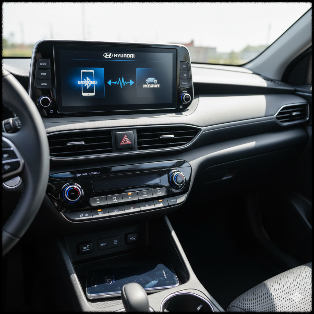 자동차 오디오 화면에서 블루투스 연결이 끊긴 상태