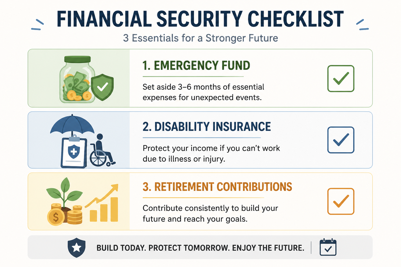 Checklist of financial priorities for single people without life insurance