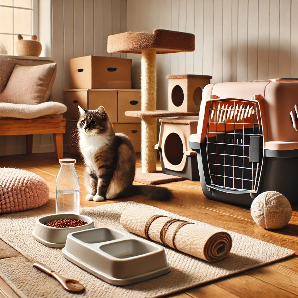 고양이 용품이 배치된 반려묘 맞이 공간