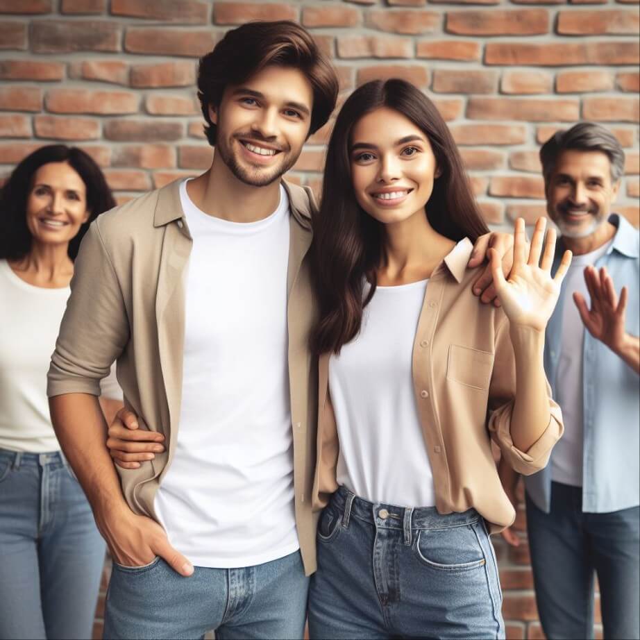 웃고 있는 부모들