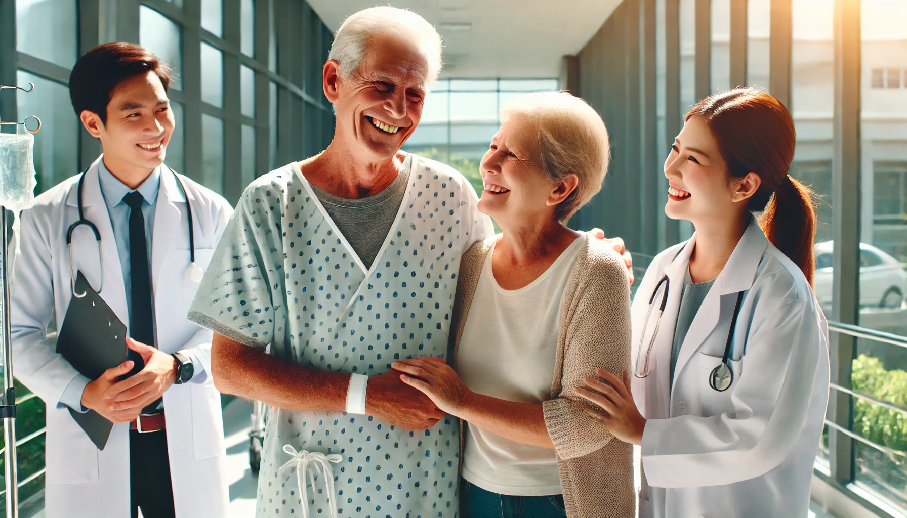 부모님이 완쾌 후 퇴원하는 모습