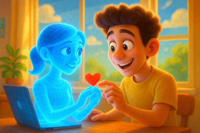 인간을 통해 사랑이라는 감정을 학습하는 AI의 모습