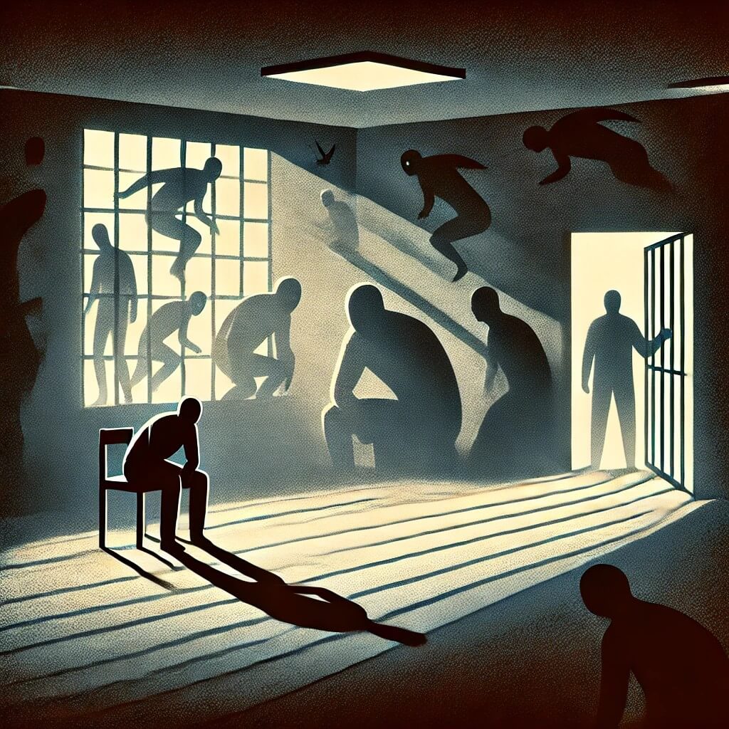 빛과 그림자의 극명한 대비로 보여주는 편집증의 특징