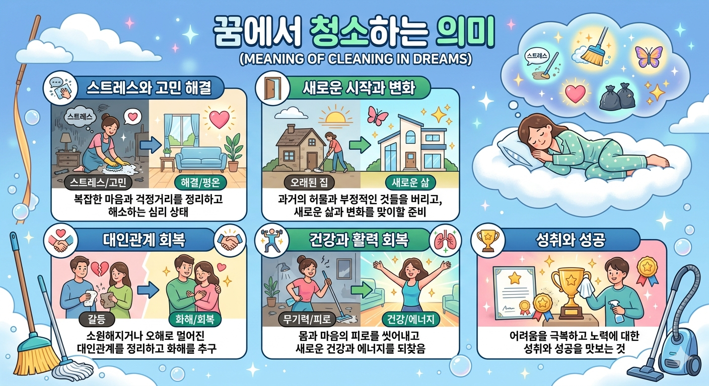 더러운 집안 청소하는 꿈 : 대박 재물운이 찾아올 ‘역대급 길몽’ 상황 5가지