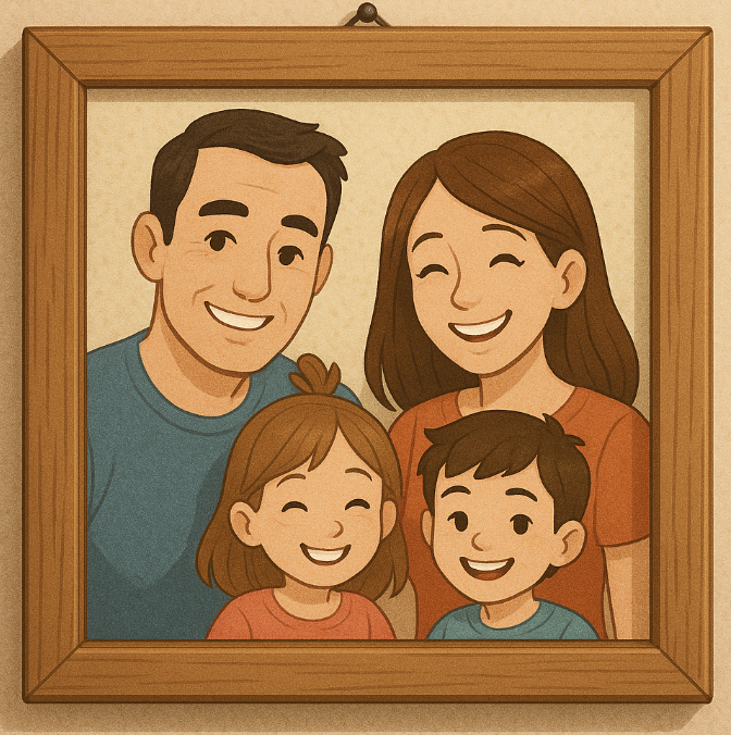 가족사진 액자 사진