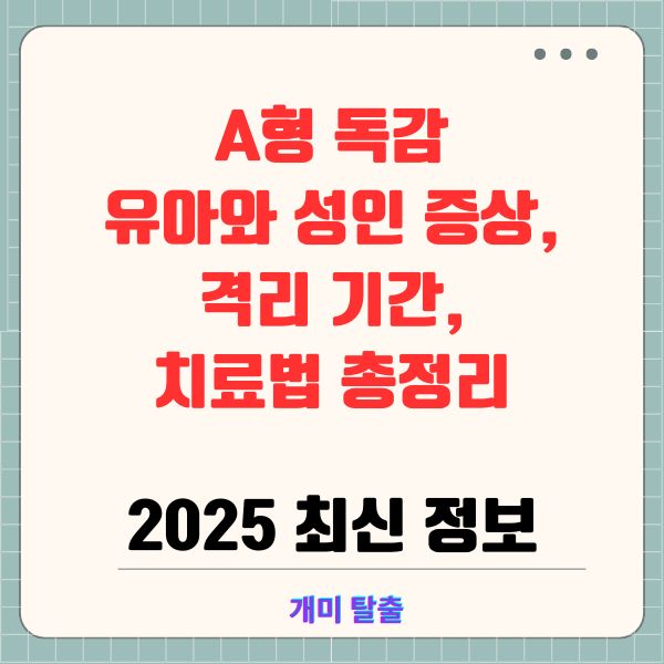 A형 독감: 유아와 성인 증상, 격리 기간, 치료법 총정리 (2025 최신 정보)