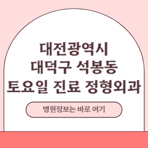 대덕구 석봉동 토요일 진료 정형외과 병원