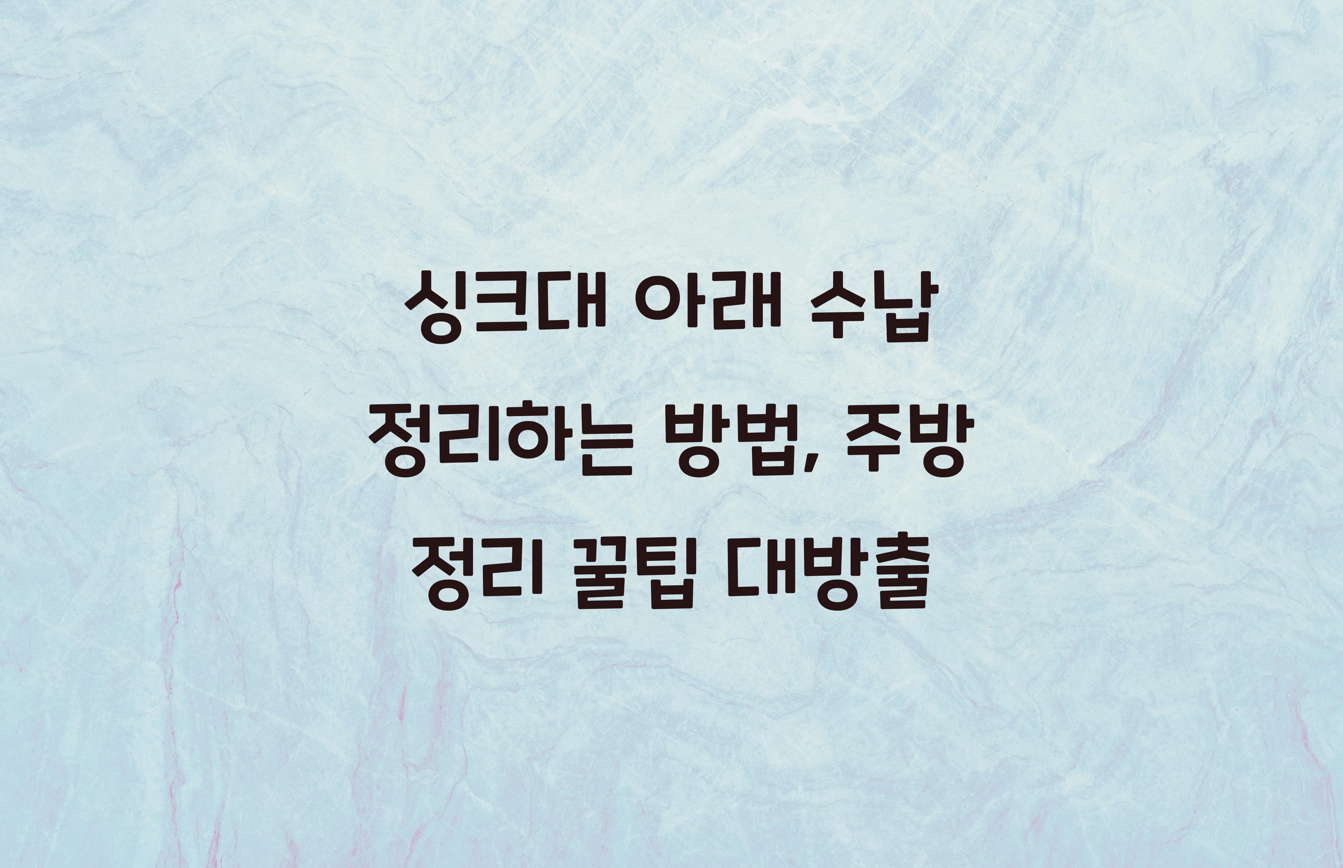싱크대 아래 수납 정리하는 방법