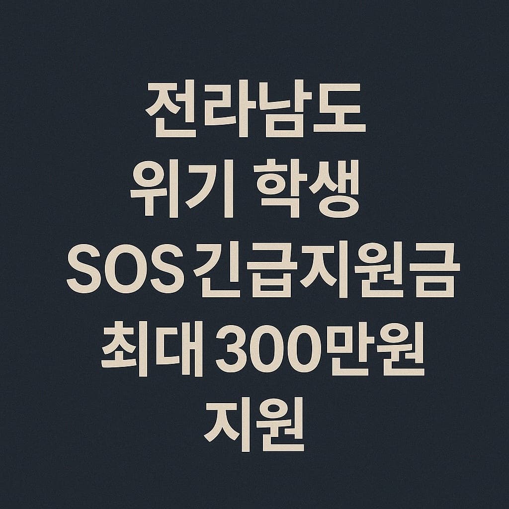 [2025 전남 SOS긴급지원금] 위기 학생 최대 300만원 지원 방법 총정리!