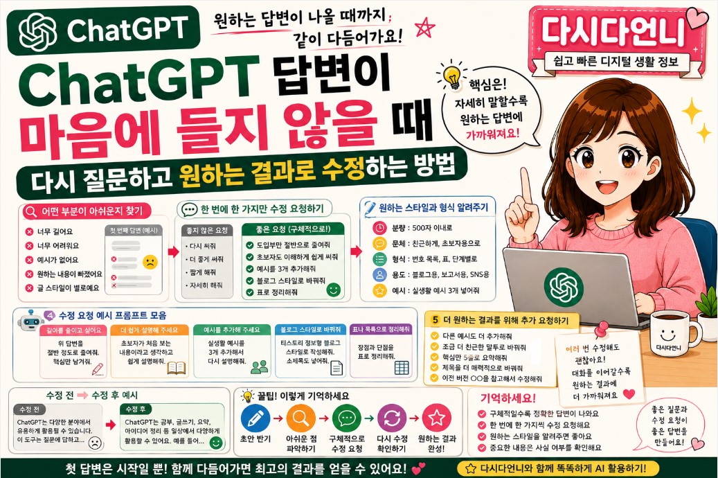 ChatGPT 답변이 마음에 들지 않을 때 다시 질문하는 방법|원하는 결과로 수정하는 실전 대화법