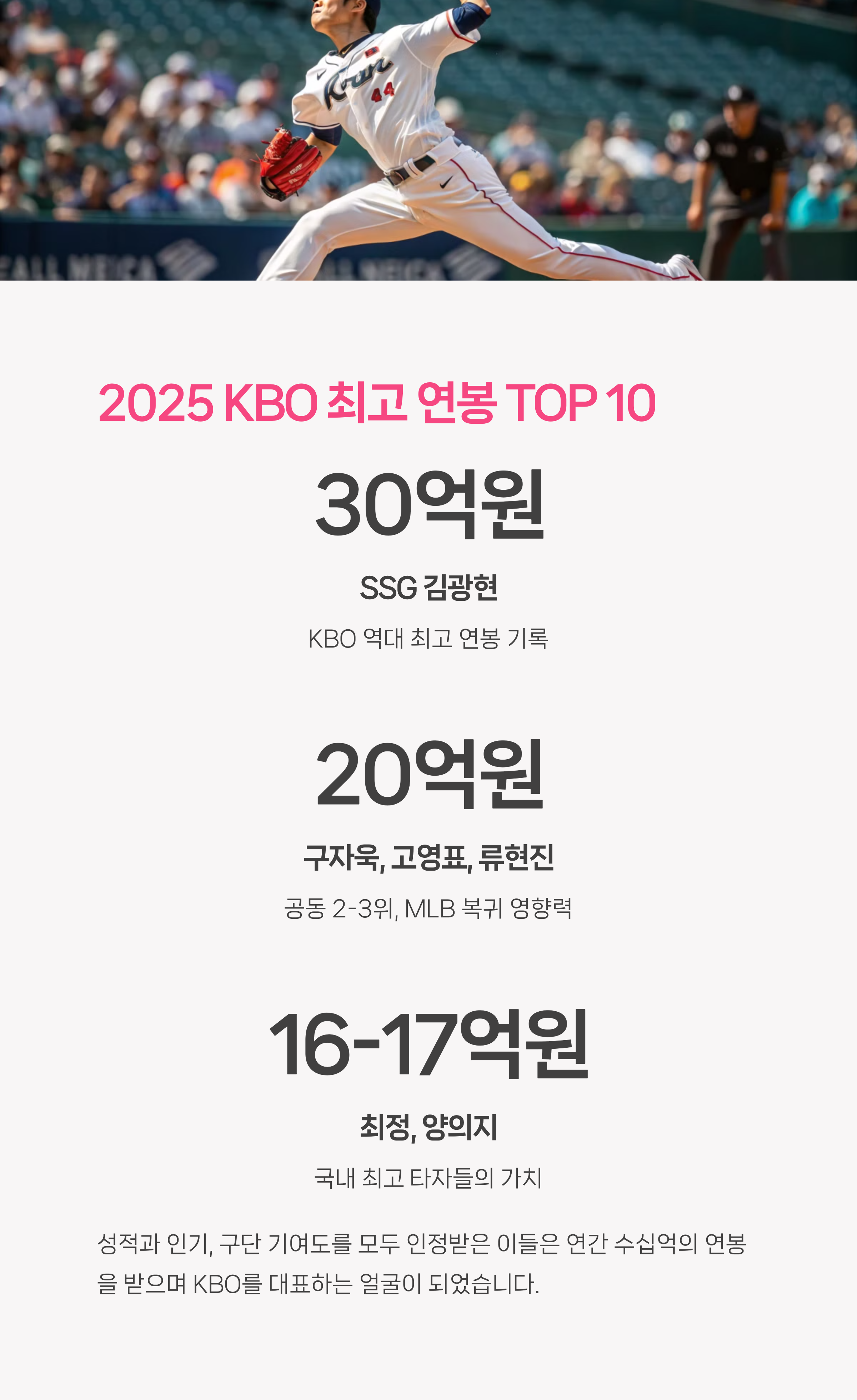 💰 2025년 KBO 연봉 TOP 10