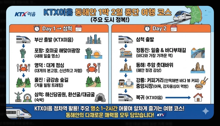 KTX이음 활용법 동해안 기차 여행 꿀팁