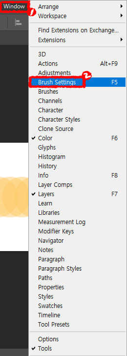 포토샵-window-brush-settings