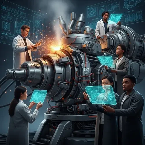 핵 융합로를 개발중인 기술자들