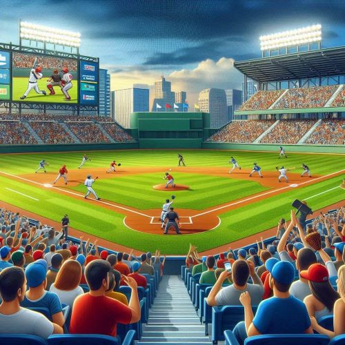 야구장에서 응원하는 사람들의 모습