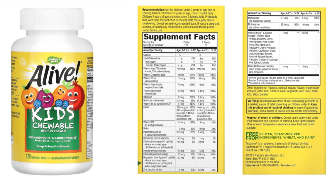 얼라이브 키즈 츄어블 멀티비타민