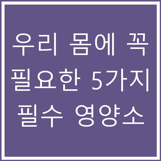 우리 몸에 꼭 필요한 5가지 필수 영양소