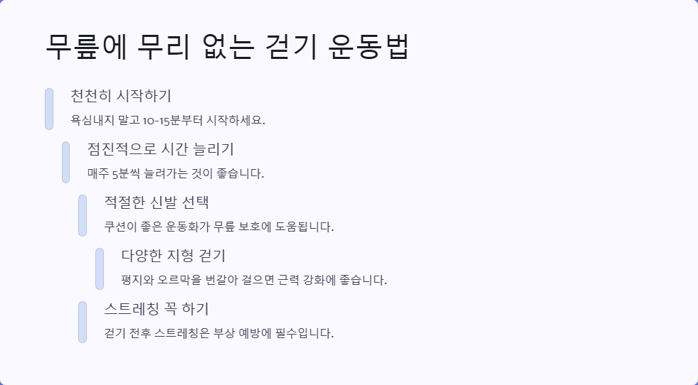 올바른 걷기 자세, 무릎에 무리 없는 운동법