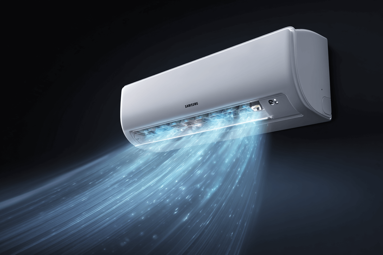 벽걸이-에어컨에서-찬-바람이-나오고-있는-효과를-표현한-이미지