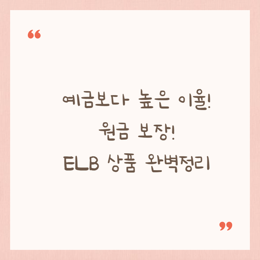 ELB 상품 완벽정리