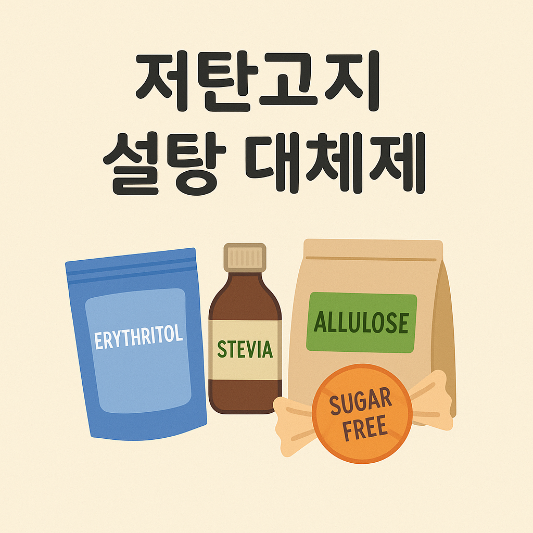 순탄수화물 계산법을 안내하는 인포그래픽. 에리스리톨, 알룰로스, 말티톨 등 당알코올 성분별 혈당 영향과 계산법이 깔끔한 도식으로 표현되어 있으며, 배경은 연한 베이지톤이며 중앙에는 식품 라벨을 참고하는 여성 일러스트가 포함되어 있다.