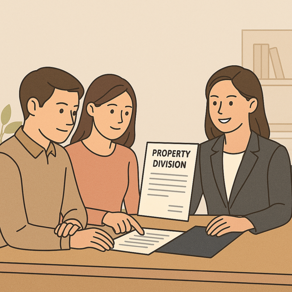 부부가 이혼 상담을 받는 긍정적인 이미지.