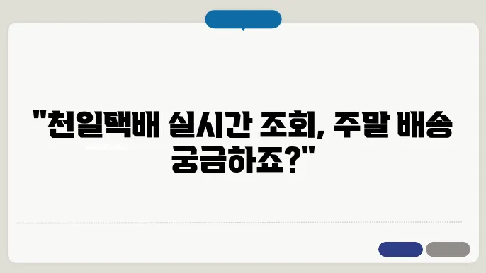 천일택배 배송조회 실시간 운송장조회 – 토요일 배송 및 영업소 터미널 위치 안내