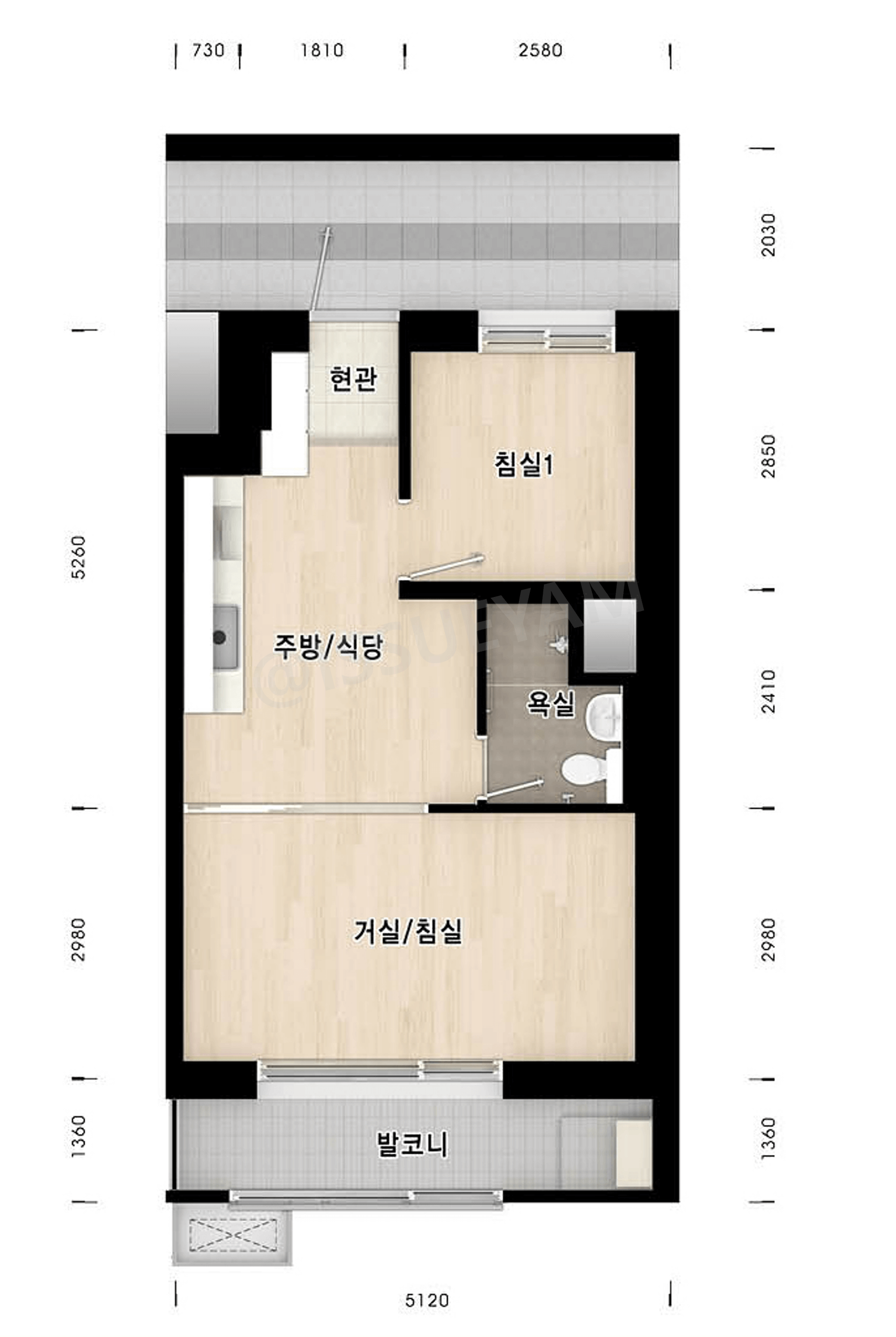 부천 옥길 LH 8단지 36A 평면도
