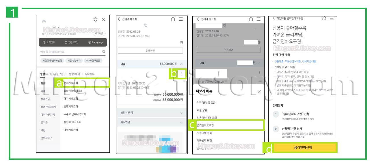금리인하 신청방법에 대한 설명