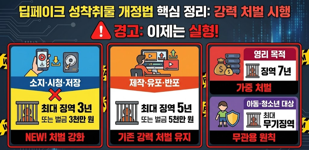 딥페이크 성착취물, 소지·시청만 해도 '징역 3년'… 개정법 핵심 정리