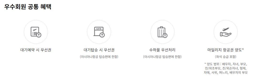 아시아나클럽 회원등급 혜택