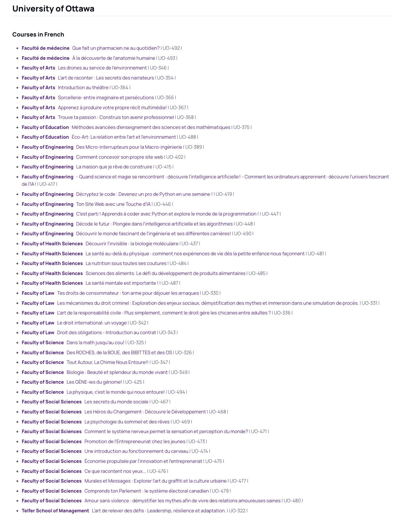 오타와 대학교 미니코스