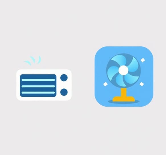 에어컨 아이콘과 써큘레이터 아이콘이 있습니다.