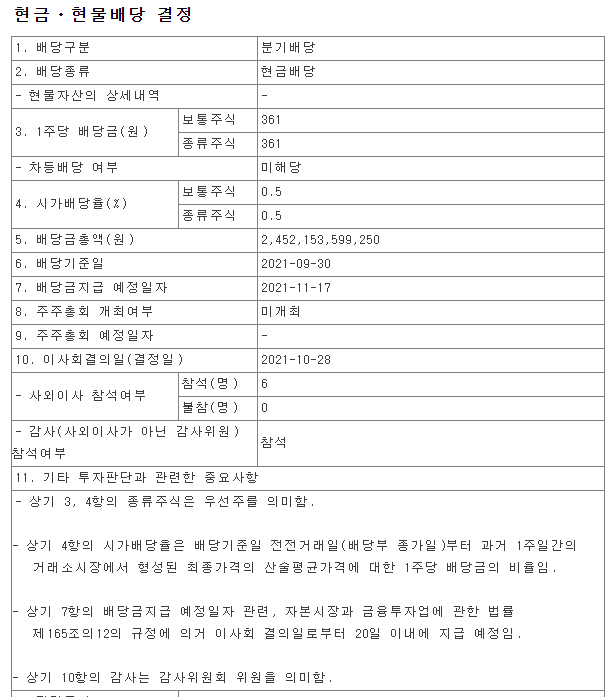 삼성전자-3분기-현금 배당 공시