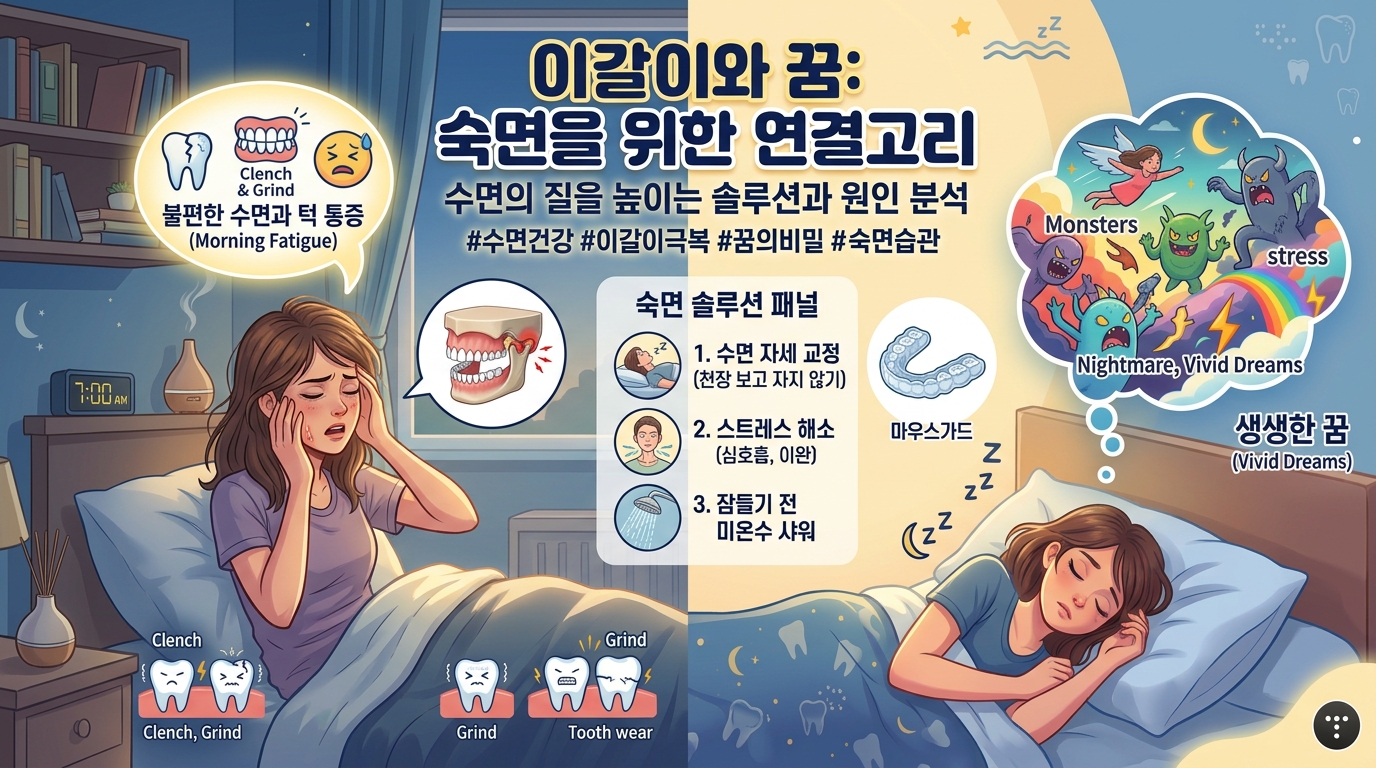 이갈이와 꿈: 숙면을 위한 연결고리 숙면의 질을 높이는 솔류션과 원인분석