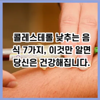 콜레스테롤 낮추는 음식 7가지&#44; 이것만 알면 당신은 건강해집니다.