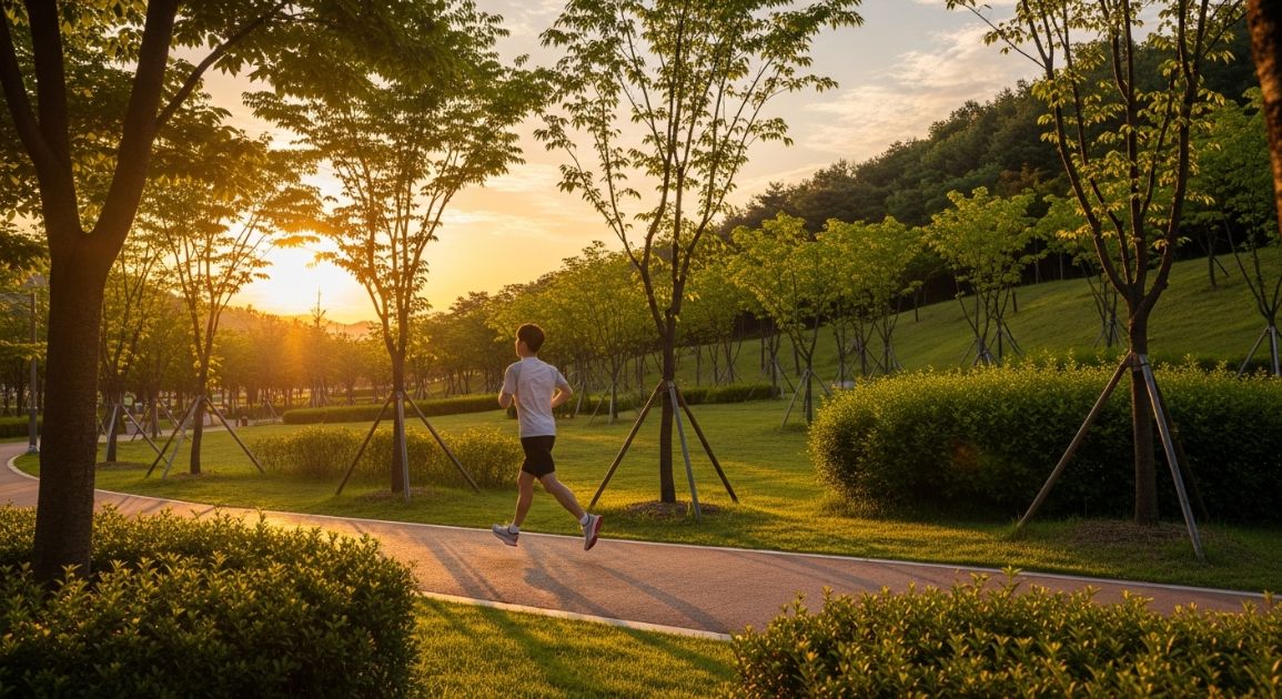 sunset jogging stress relief running calm mind